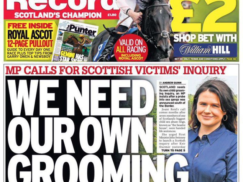 Daily Record front page 17 June 2025